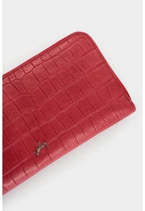 Porta Chequera Tulia De Cuero Para Mujer Con Grabado Porta Chequera Tulia De Cuero Para Mujer Con Grabado Rojo VÉLEZ