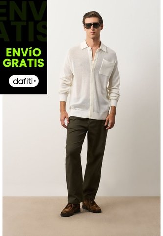 Camisa Manga Larga Tejida De Hombre Ica Camisa Manga Larga Tejida De Hombre Ica Crema XL VÉLEZ Vélez