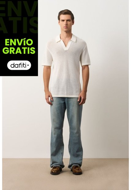 Polo Manga Corta Tejida Para Hombre Dunas Polo Manga Corta Tejida Para Hombre Dunas Crema S VÉLEZ