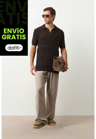 Polo Manga Corta En Tejiido Para Hombre Siloli Polo Manga Corta En Tejiido Para Hombre Siloli Cafe XL VÉLEZ Vélez