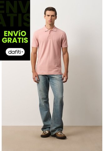 Polo Para Hombre Semi Fit Detalle Jacquard Polo Para Hombre Semi Fit Detalle Jacquard Coral XL VÉLEZ Vélez