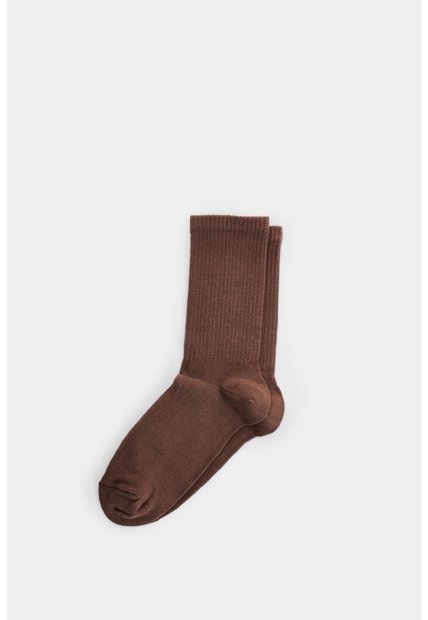 Calcetines Media Pierna Acanalado Para Hombre Diseño Deportivo Calcetines Media Pierna Acanalado Para Hombre Diseño Deportivo Cafe XS VÉLEZ