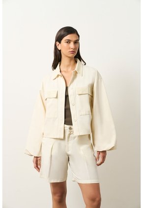 Chaqueta Senda Trucker Para Mujer Oversized Chaqueta Senda Trucker Para Mujer Oversized Crema M VÉLEZ