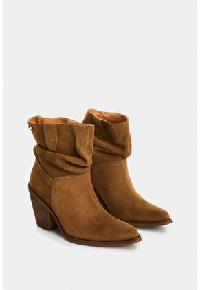 Botines De Cuero Gamuzado Para Mujer Faro Botines De Cuero Gamuzado Para Mujer Faro Miel 38 VÉLEZ