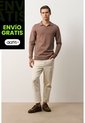 Polo Manga Larga Tejida Para Hombre Canneo Polo Manga Larga Tejida Para Hombre Canneo Tabaco XXL VÉLEZ de Vélez