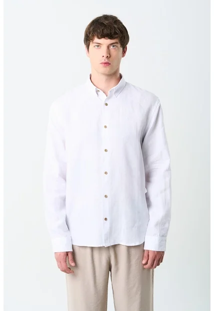 Camisa Manga Larga Semi Fitted Para Hombre Roma Camisa Manga Larga Semi Fitted Para Hombre Roma Blanco S VÉLEZ