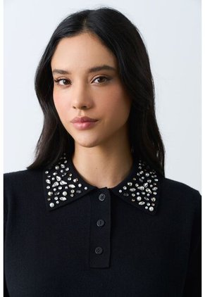 Polo Tejida Manga Corta Para Mujer Almaris Polo Tejida Manga Corta Para Mujer Almaris Negro XS VÉLEZ