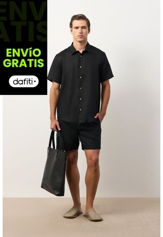 Camisa En Lino Manga Corta Siena Para Hombre Camisa En Lino Manga Corta Siena Para Hombre Negro L VÉLEZ Vélez