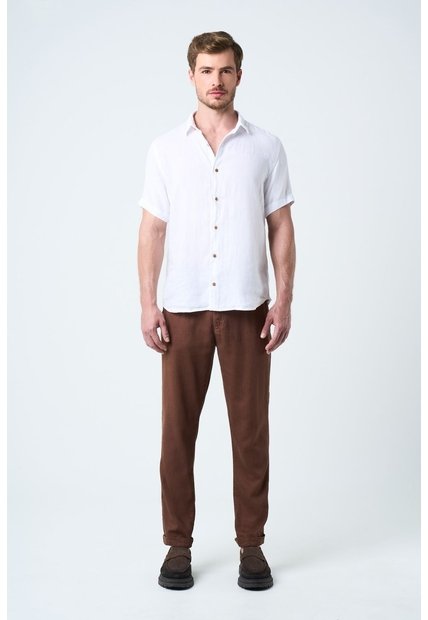 Pantalón Aron En Lino Para Hombre Ribete Cuero Pantalón Aron En Lino Para Hombre Ribete Cuero Tabaco 36 VÉLEZ
