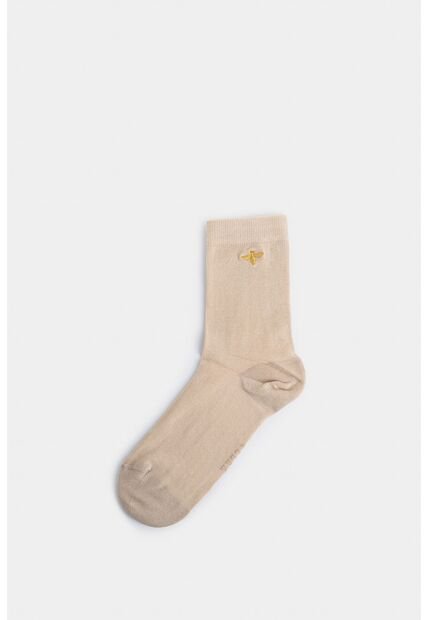 Calcetines Media Pierna San Jacinto Para Mujer Bordado Abeja Calcetines Media Pierna San Jacinto Para Mujer Bordado Abeja Arena XS VÉLEZ