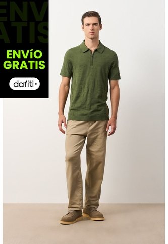 Polo Manga Corta Tejida Para Hombre Anam Polo Manga Corta Tejida Para Hombre Anam Verde Oliva XXL VÉLEZ Vélez