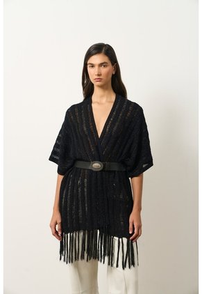 Cárdigan Tipo Poncho Tejido Para Mujer Quena Cárdigan Tipo Poncho Tejido Para Mujer Quena Negro XL VÉLEZ