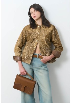 Chaqueta En Cuero Pelo Print Venado Para Mujer Chaqueta En Cuero Pelo Print Venado Para Mujer Miel XS VÉLEZ