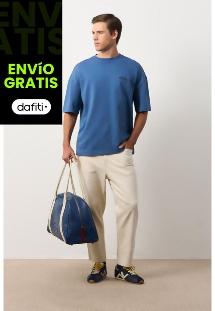 Camiseta Relaxed Fit Para Hombre Camiseta Relaxed Fit Para Hombre Azul L VÉLEZ