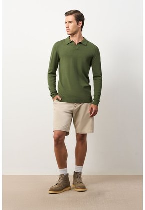 Polo Manga Larga Tejida Para Hombre Canneo Polo Manga Larga Tejida Para Hombre Canneo Verde Oliva XS VÉLEZ