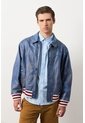 Chaqueta Bomber En Cuero Envejecido Para Hombre Chaqueta Bomber En Cuero Envejecido Para Hombre Azul S VÉLEZ de Vélez