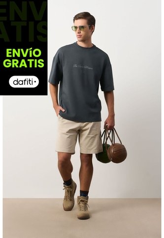 Camiseta Relaxed Fit Para Hombre Camiseta Relaxed Fit Para Hombre Gris Pistola L VÉLEZ Vélez