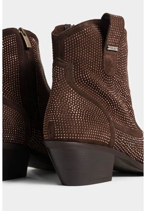 Botines Tacón Viana De Cuero Para Mujer Sesgos Contraste Botines Tacón Viana De Cuero Para Mujer Sesgos Contraste Cafe 37 VÉLEZ