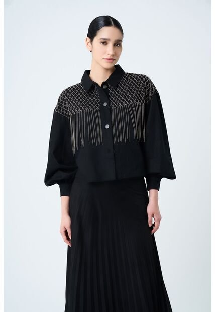 Chaqueta Alhena En Tejido Plano Para Mujer Bordado Millaré Chaqueta Alhena En Tejido Plano Para Mujer Bordado Millaré Negro XS VÉLEZ