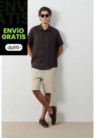 Camisa En Lino Manga Corta Siena Para Hombre Camisa En Lino Manga Corta Siena Para Hombre Cafe L VÉLEZ Vélez