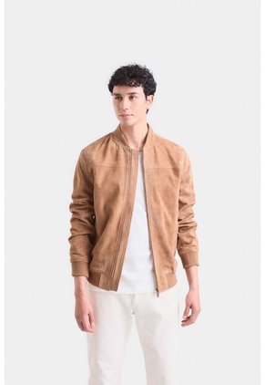 Chaqueta Bomber Helios De Cuero Gamuza Para Hombre Silueta Liviana Chaqueta Bomber Helios De Cuero Gamuza Para Hombre Silueta Liviana Camel M VÉLEZ