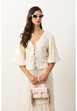 Camisa Kusa Con Efecto Satinado Para Mujer Camisa Kusa Con Efecto Satinado Para Mujer Crema M VÉLEZ