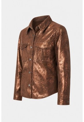 Chaqueta De Cuero Gamuzado Para Mujer Glass Chaqueta De Cuero Gamuzado Para Mujer Glass Bronce S VÉLEZ