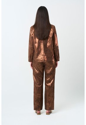 Chaqueta De Cuero Gamuzado Para Mujer Glass Chaqueta De Cuero Gamuzado Para Mujer Glass Bronce S VÉLEZ