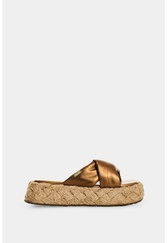 Sandalia Plataforma De Cuero Y Yute Para Mujer Ivory Sandalia Plataforma De Cuero Y Yute Para Mujer Ivory Bronce 37 VÉLEZ Vélez