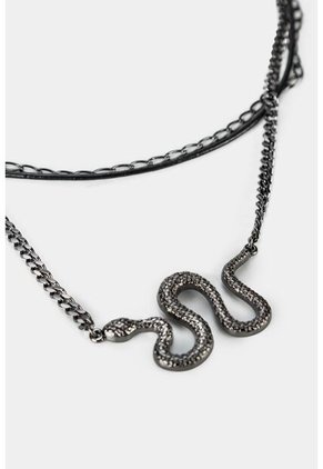 Collar Daca En Zamak Y Cuero Para Mujer Dije Serpiente