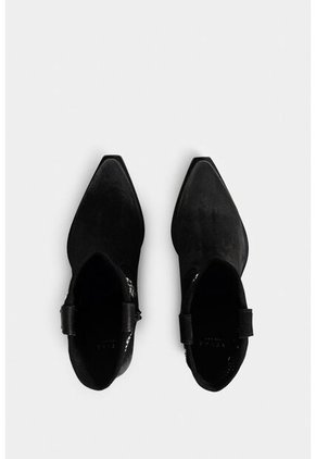 Botines Tacón Alaba De Cuero Gamuza Para Mujer Taches Metálicos Botines Tacón Alaba De Cuero Gamuza Para Mujer Taches Metálicos Negro 37 Vélez