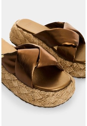 Sandalia Plataforma De Cuero Y Yute Para Mujer Ivory Sandalia Plataforma De Cuero Y Yute Para Mujer Ivory Bronce 37 VÉLEZ