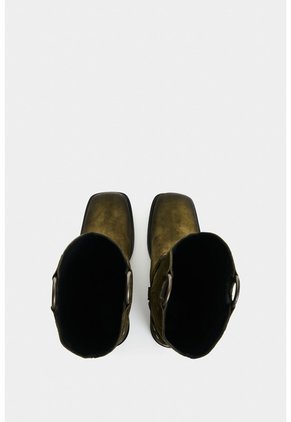 Bota Biker En Cuero Con Acabado Envejecido Para Mujer Cabo Bota Biker En Cuero Con Acabado Envejecido Para Mujer Cabo Verde Oliva 41 VÉLEZ