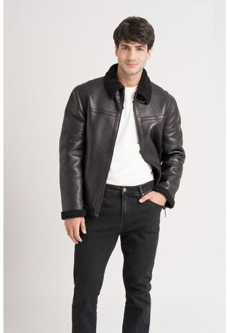 Chaqueta Atrani De Cuero Para Hombre Semi Ajustada Chaqueta Atrani De Cuero Para Hombre Semi Ajustada Negro XXXL VÉLEZ Vélez