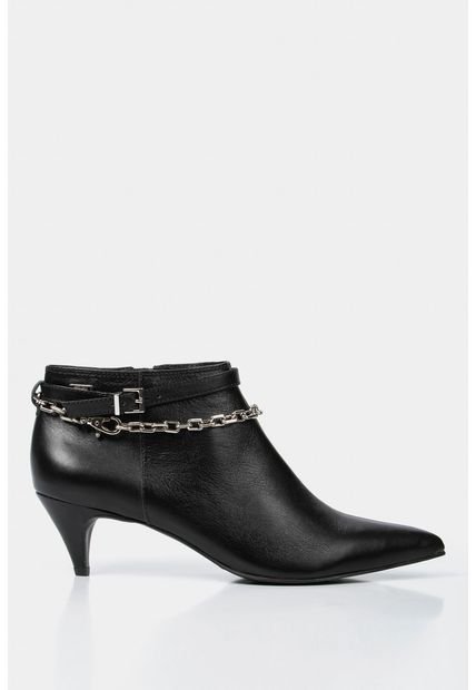 Botines Tacón Puntilla De Cuero Para Mujer Cadena