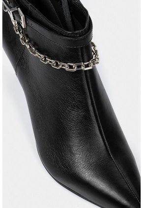 Botines Tacón Puntilla De Cuero Para Mujer Cadena