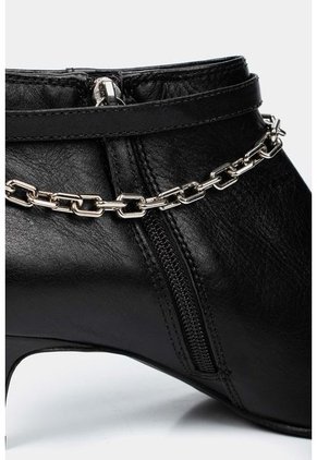 Botines Tacón Puntilla De Cuero Para Mujer Cadena