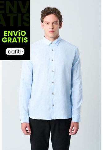 Camisa Manga Larga En Lino Para Hombre Silueta Semi Ajustada Camisa Manga Larga En Lino Para Hombre Silueta Semi Ajustada Azul Claro L VÉLEZ Vélez