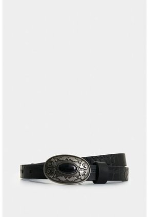 Cinturón Unifaz De Cuero Grabado Para Mujer Hazel Cinturón Unifaz De Cuero Grabado Para Mujer Hazel Negro M VÉLEZ