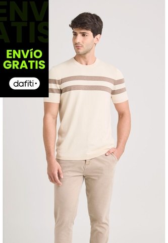 Camiseta Franjas 2 Tejida Para Hombre Manga Corta Camiseta Franjas 2 Tejida Para Hombre Manga Corta Arena XL VÉLEZ Vélez