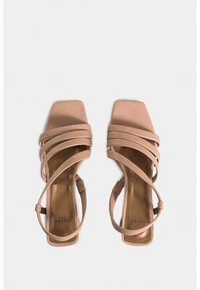 Sandalia Tacón Gobi De Cuero Liso Para Mujer Straps Sandalia Tacón Gobi De Cuero Liso Para Mujer Straps Arena 35 VÉLEZ
