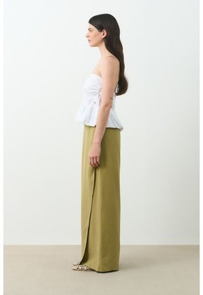 Pantalón Palazzo Soren Para Mujer Silueta Holgada Pantalón Palazzo Soren Para Mujer Silueta Holgada Verde Oliva 12 VÉLEZ