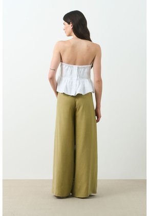 Pantalón Palazzo Soren Para Mujer Silueta Holgada Pantalón Palazzo Soren Para Mujer Silueta Holgada Verde Oliva 12 VÉLEZ