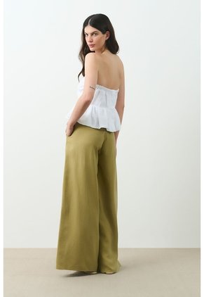 Pantalón Palazzo Soren Para Mujer Silueta Holgada Pantalón Palazzo Soren Para Mujer Silueta Holgada Verde Oliva 12 VÉLEZ