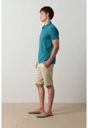 Polo Manga Corta Essential Para Hombre Textura Polo Manga Corta Essential Para Hombre Textura Azul Aguamarina XS VÉLEZ