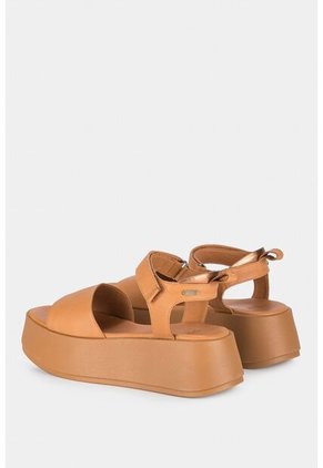 Sandalias Plataforma Milán Para Mujer De Cuero Con Brillo Natural Sandalias Plataforma Milán Para Mujer De Cuero Con Brillo Natural Miel 35 Vélez