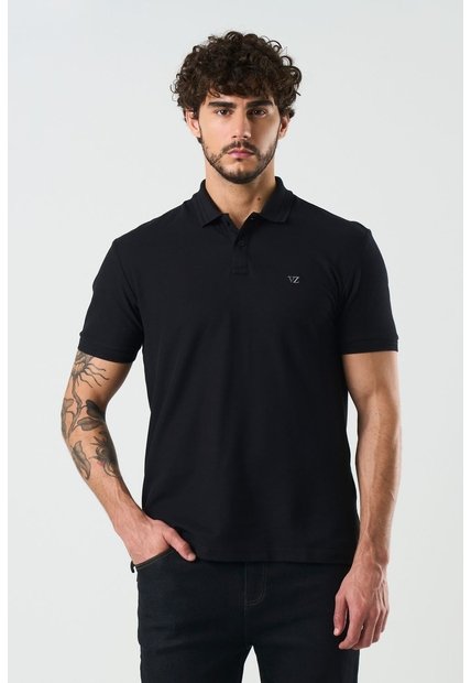Polo Manga Corta Essential Para Hombre Textura Polo Manga Corta Essential Para Hombre Textura Negro XL VÉLEZ