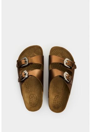 Sandalia Plana De Cuero Folia Para Mujer Pilos Sandalia Plana De Cuero Folia Para Mujer Pilos Bronce 36 VÉLEZ