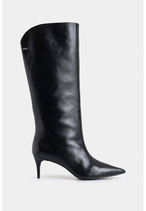 Botas De Tacón Lanceolata De Cuero Para Mujer Silueta Punta Botas De Tacón Lanceolata De Cuero Para Mujer Silueta Punta Negro 36 VÉLEZ