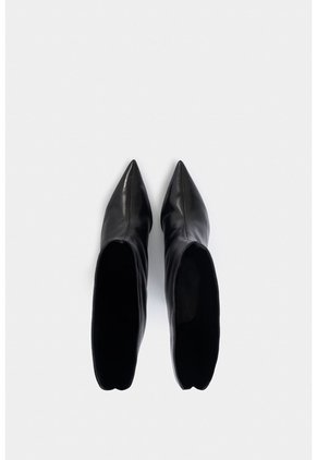Botas De Tacón Lanceolata De Cuero Para Mujer Silueta Punta Botas De Tacón Lanceolata De Cuero Para Mujer Silueta Punta Negro 36 VÉLEZ